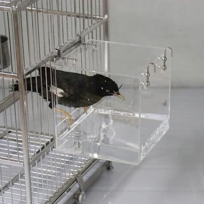 Hanging Bird Bath Cube Bird Bathtub Bath Shower Box Bowl Cage Accessory for Little Bird Canary Budgerigar Parrots Crested Myna Cockatiel Lovebird Parakeet Bath (Small)