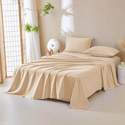 DUJUIKE Waterproof Bed Cover for Dog and Cats,Pet Hair Resistant Bed Sheet Cover, Protective Bed Liner Cover with 100% Waterproof Breathable Thin Fabric (Apricot Yellow, King 98 * 90 inch)