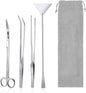 Aquarium Aquascaping Tool Stainless Steel Aquascape Tools Kit 4 in 1 Anti-Rust Fish Tank Starter Kit with Tweezers Scissors Spatula for Aquarium Plants (Silver)