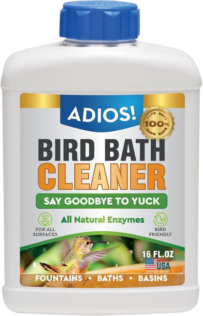 Bird Bath Cleaner for Outdoor Fountains and Bowls, Safely Cleans Metal, Glass and Stone (16oz)
