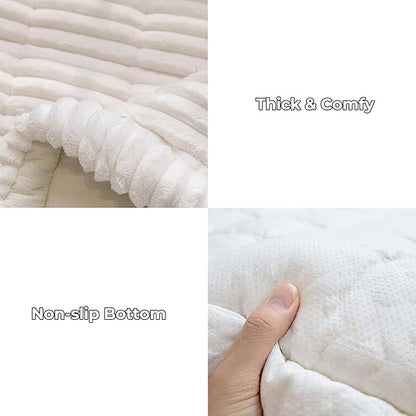 FUNNY FUZZY Pet Couch Covers for Sofa, Washable Dog Couch Cover Protector for Dogs, Flannel Couch Covers for Dogs Pet Friendly Pets Mat Bed Sofa Cover (White, 27.6"×82.7")