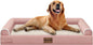 Large Dog Bed Orthopedic Washable: Beds Bolster XL Bed Big XLarge Dogs Memory Foam Couch Sofa Waterproof with Removable Cover - Pink
