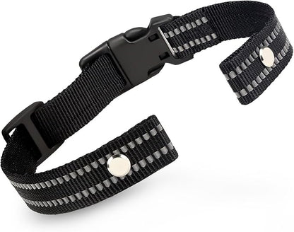 Collar Replacement Strap, Reflective Replacement Nylon Collar Strap Dog GPS Training Bark Receiver Collars, Durable Adjustable E Collar Straps for Small Medium Large Dogs, Black