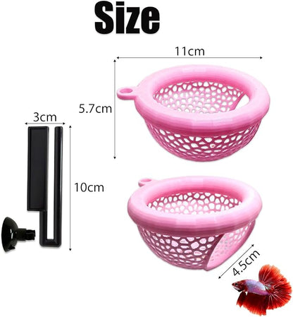 Fish Tank Floating Betta Hide，Betta or Shrimp Burrows and Hammock, Fish and Shrimp Feeder，Multifunctional Aquarium Accessories，Anchorable Location (Pink)