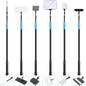 AquaMiracle 6 in 1 Aquarium Cleaning Tool Kit Fish Tank Cleaning Kit for 20-160 Gallon Tank with Telescopic Long Handle, Algae Scraper, Scrubber Pads, Tube Cleaner, Fish net, Gravel Rake