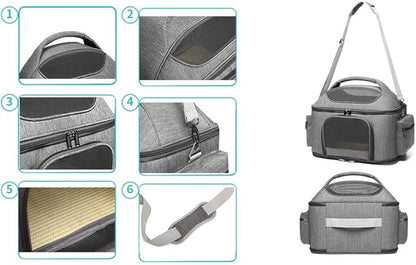 halinfer Pet Carrier for Large Fat Cats and Small Dog, Fits up to 20 pounds Car Seat Travel Carrier, Collapsible Indoor Outdoor Soft Side Carrier Bed House Airline Approved Under Seat