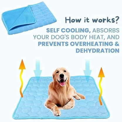 Dog Cooling Mat, Pet Cooling Mats, Summer Cool Pads Pet Mat Outdoor for Dogs & Cats, Machine Washable (Blue, L: 70×55 cm | 28×22")
