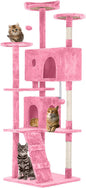 FDW | 70" Cat Tree Tower | Pink | Multi-Level Indoor Activity Center with Sisal Scratching Posts, Condos, Plush Perches, Hanging Cat Toys | Sturdy, Easy to Assemble | for Kittens & Adult Cats