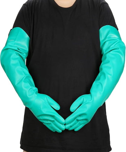 Aquarium Gloves for Fish Tank Maintenance,Shoulder Length Waterproof Long Rubber Hands Protector for Fish Aquarium Water Change Cleaner Dog Cat Bath and Kitchen,Large