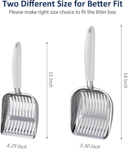 WePet Cat Litter Scoop, Aluminum Alloy Sifter, Kitty Metal Scooper, Deep Shovel, Long Handle, Poop Sifting, Kitten Pooper Lifter, Durable, Heavy Duty, for Litter Box