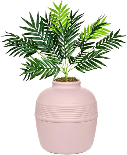 Good Pet Stuff Hidden Litter Box Planter, Decorative Cat Litter Enclosure with Carbon Filter, Artificial Plant, Easy Clean, Improved Design, Round Style, Base Kit, Blush Pink