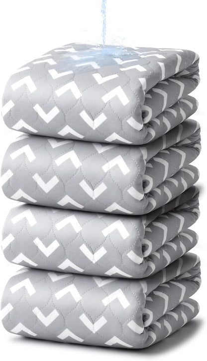 Non-Slip Bed Pads for Incontinence Washable (34" x 36"|4 Pack), Waterproof Bed Pads, Bed Wetting Pads for Bed, Sofa, Floor, Resuable Underpads for Adults, Seniors, Pet