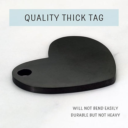 Ultra Joys Dog ID Tag, Custom Dog Tag Personalized Cat Tag, Pet ID Tag, Brushed Stainless Steel Heart Cat Tags Pet Tags Heart Dog Tag Black Medium