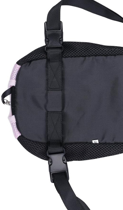 Pet Dog Puppy Cat Carrier Five Holes Backpack Double Shoulder Straps Canvas Cotton Front Chest Backpack Bag(Black, Medium)