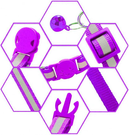 3 Pack Reflective and Breakaway Cat Collars with Bells，Adjustable Kitten Collars from 7.5 to 12.5 Inches, Ideal of Kitten Collar, Suitable for Girls and Boys (Purple)