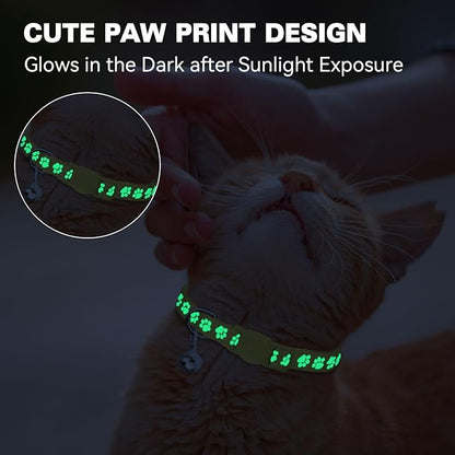 16 PCS Breakaway Cat Collars,Kitten Collar with Bell Cat Collars for Boy Girl Cats Breakaway Collar for Cats Glow in The Dark 6-9 Inch