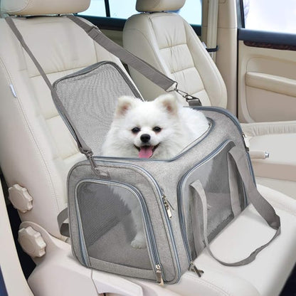 Henkelion Large Cat Carriers Dog Carrier Pet Carrier for Cats Dogs Puppies up to 25Lbs, Big Dog Carrier Soft Sided, Travel Puppy Carrier - Large - Grey