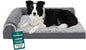 FurHaven Orthopedic Dog Bed for Large Dogs, L-Shaped Chaise Contour with Orthopedic Egg Crate & a Solid Orthopedic Foam Base for Joint Support, Washable Cover, Large, Faux Fur & Suede, Stone Gray