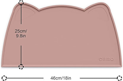 OHMO - Cat Food Mat, Silicone Pet Feeding Mat for Floor Non-Skid Waterproof Dog Water Bowl Tray, Easy to Clean Pet Placemat (Rose, 18 * 9.8'')