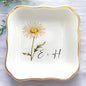 Personalized Floral Jewelry Dish, Engaged Ring Dish, Custom Trinket Dish Engagement Gift for Newly Engaged Couple, Mr and Mrs Ring Dish Just Married Valentines Gifts Keepsake