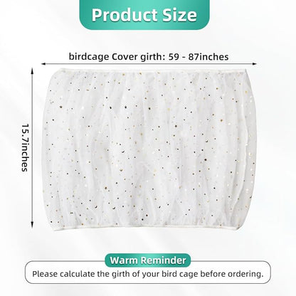 Bird Cage Seed Catcher, Seed Catcher Guard Net Cover, Parrot Nylon Mesh Net Cover, Universal Soft Airy Cage Net Stretchy Skirt for Round Square Cages (Star-White, 15.7" x87")
