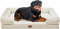 Comfort Expression Orthopedic Dog Bed for Extra Large Dogs 48x30 Inch, Waterproof Egg Crate Foam XXL Pet Bed with Removable Bolsters, Dog Couch with Washable Cover & Non-Slip Bottom, Beige