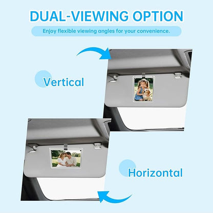 6 Pack Magnetic Car Visor Photo Holder – Personalized Acrylic Clip for Family, Pets, Travel Pictures – Easy Snap-On Car Accessory for Sun Visor (6 Pack, 2.4''x3.5'')