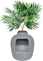 Good Pet Stuff Hidden Litter Box Planter, Decorative Cat Litter Enclosure with Carbon Filter, Artificial Plant, Easy Clean, Indoor Design, Original Round Style, Essentials Kit, Stone Gray
