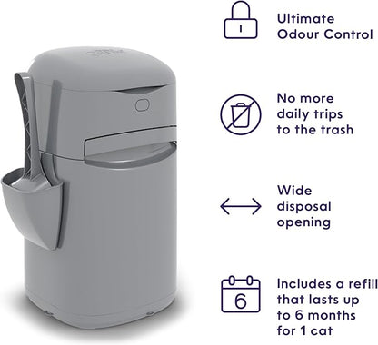 Litter Genie Easy Roll Cat Litter Disposal Pail | Odour Control, Refill Bags & Scoop