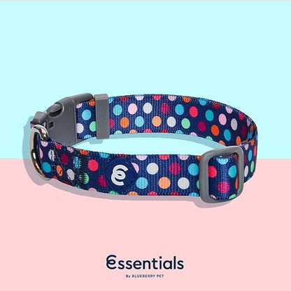 Blueberry Pet Essentials Rainbow Polka Dots Adjustable Dog Collar, Large, Neck 18"-26"