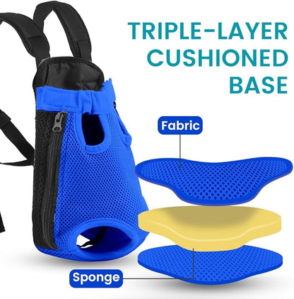 Dog Backpack Carrier, Adjustable Pet Front Carriers, Legs Out Carrying Sling Travel Bag for Small Medium Dogs 2.5-4 Lbs, Soft Wearable Puppy Chest Carry Backpacks for Walking/Hiking/Camping/Traveling