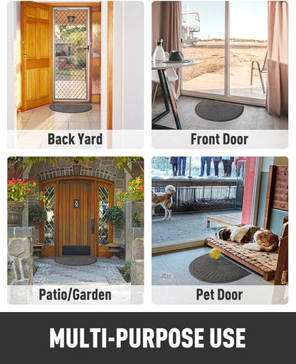 tchdio Door Mat Outdoor Indoor Entrance Doormat-Semicircular Durable Rubber Non Slip Front Door Mat for Outside Inside Entry Entryway Dirt Trapper WelcomeMat for Muddy Paws and Shoes-Grey 24”x47”