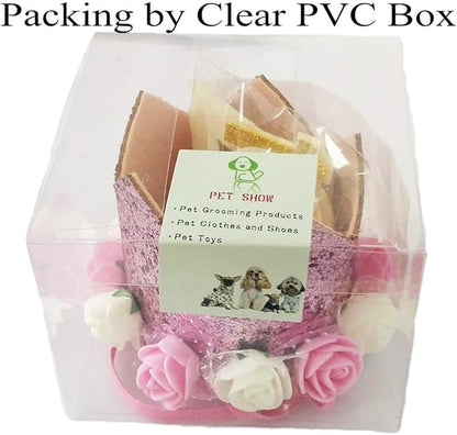 PET SHOW Pink Crown Dog Birthday Party Hat for Girls Reusable Birthday Party Cat Kitten Headband with 0-9 Figures Charms Grooming Accessories with Glue Pack of 1