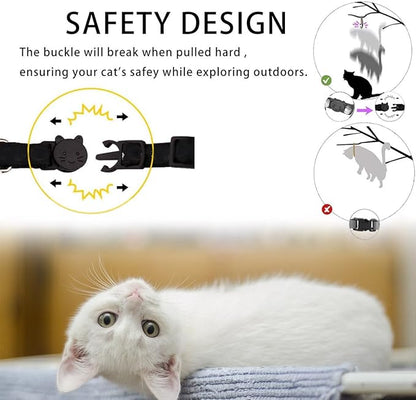 Breakaway Cat Collar with Airtag Holder, Safety Kitten Collar with Apple Airtag Holder,Cute GPS Cat Collar with Bell, Lightweigh Tracker Collars for Girl Boy Cats, Kittens and Puppies