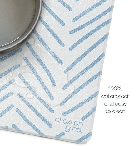 CROXTON & CO. Non-Slip Faux Leather Pet Feeding Mat for Dog Bowls | Large Bowl Mat for Food and Water | Durable, Easy-to-Clean Pet Food Mat for Floors | Size: 16.5"x28"
