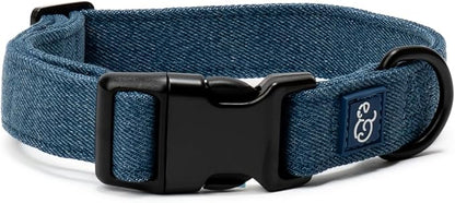 Lucy & Co. Dog Collar - Durable Lightweight Designer Collar for Pets - Adjustable Metal Safety Buckel. - Blue Denim - Small