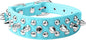 Spiked Dog Collar Soft Pu Leather Mushrooms Rivet Spike Studded Puppy Adjustable Pet Collars for Small Breeds (M, Light Blue)