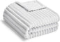 Soft Fleece Baby Blanket Ultra Cozy Grey Baby Blankets for Boys Warm and Lightweight Infant Toddler Newborn Receiving Gift with Reversible Stripes for Crib Stroller, 30x40 Inch, Light Grey