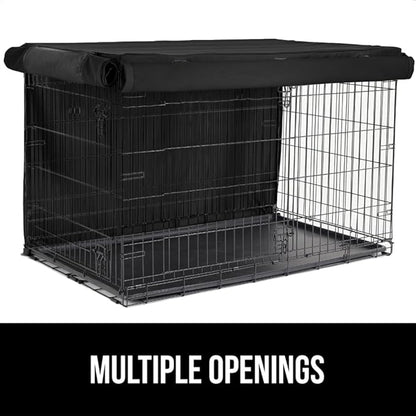 GORILLA GRIP Dog Crate Covers Compatible with Amazon Basics Dog Crates, All Sides Open, Privacy Cover Fits 42" Wire Kennel, Breathable Mesh Windows, Light Reducing Puppy Training Cage Topper, Black
