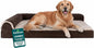 FurHaven Orthopedic Dog Bed for Large Dogs, L-Shaped Chaise Mattress with Orthopedic Egg Crate with a Solid Orthopedic Foam Base for Joint Support, Washable Cover, Jumbo XL, Faux Fur & Suede, Espresso