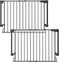 Cumbor 2 Pack 29.2-43" No Bottom Bar Baby Gate for Stairs, 2-in-1 Auto Close Dog Gate Indoor, Hardware Mounted Pet Gate for Doorways with Large Walk Thru Door, Child-Proof Safety Gate for Kids (Black)
