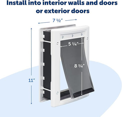 PetSafe Plastic Pet Door - Easy Install for Wood,PVC Metal & Paneled Doors - Rust-Free Plastic Frame - Flap Dimensions 5 1/4" W x 8 1/8" H - for Small Pets Weighing Up to 15 Lb,(Pack of 4)