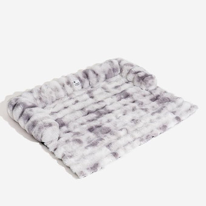 FUNNY FUZZY Pet Fluffy Fuzzy Calming Dog Couch Bed Sofa Protector Washable Pets Mat for Large Medium Small Dogs and Cats (Tie-dye Grey, 37"×31"×5.5")
