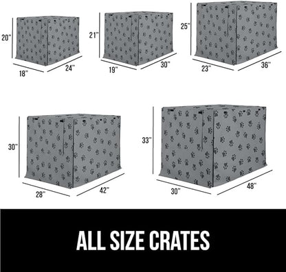 GORILLA GRIP Dog Crate Covers compatible with Amazon Basics Dog Crates, All Sides Open, Privacy Cover Fits 48" Wire Kennel, Breathable Mesh Windows, Light Reducing Puppy Training Cage Topper, Gray Paw