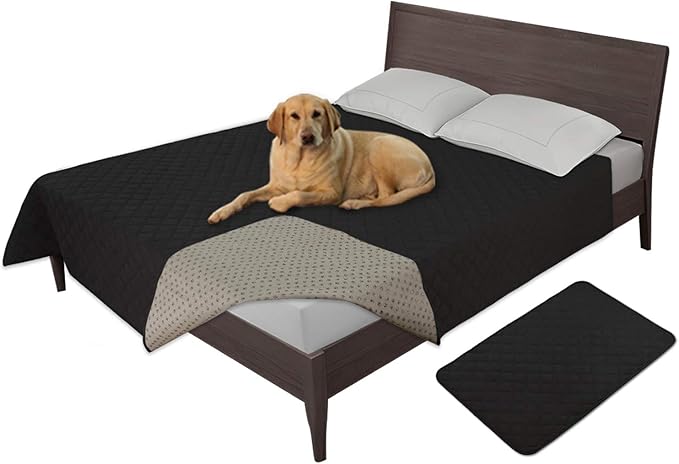 Easy-Going 100% Waterproof Dog Bed Cover, Non-Slip Pet Blanket for Furniture, Washable Couch Cover, Repleasement Sofa Cover (86X82 in,Black)