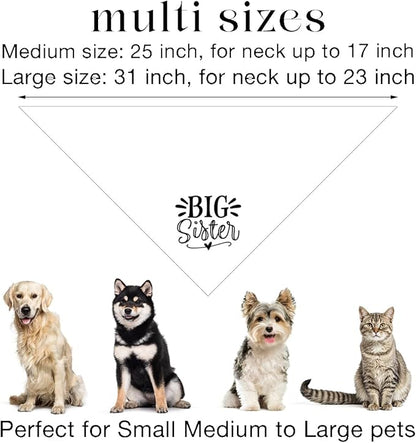 Big Sister Dog Bandana, White Pet Triangle Scarf Accessories, Pet Bandana for Large Dogs, Baby Announcement Dog Bandanas (L)