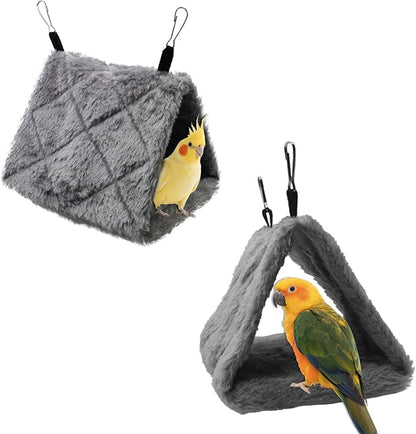 Warm Bird Nest House Shed Hut Parrot Sleeping Bed Hanging Hammock Snuggle Cave Birds Hut Hideaway Tent for Pet Peony Parrot Macaw Budgies Cockatiels Cockatoo Lovebird Size M (Grey)