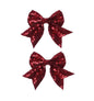 3-inch Sequined Bow Hair Clips For Baby Girls, Toddler, Kids and Young Women Birthday Party Wedding Christmas Occasions Pet Accessories Set of 2 (Burgundy)