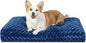 KSIIA Washable Dog Bed Comfy Dog Crate Pad Deluxe Plush Pet Bed Non-Slip Kennel Pad for Small Dogs, 23" x 18", Blue