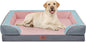 Comfort Expression Orthopedic Dog Bed for Extra Large Dogs 42x30 Inch, Waterproof Egg Crate Foam XL Pet Bed with Removable Bolsters, Dog Couch with Washable Cover & Non-Slip Bottom, Cherry Blossom